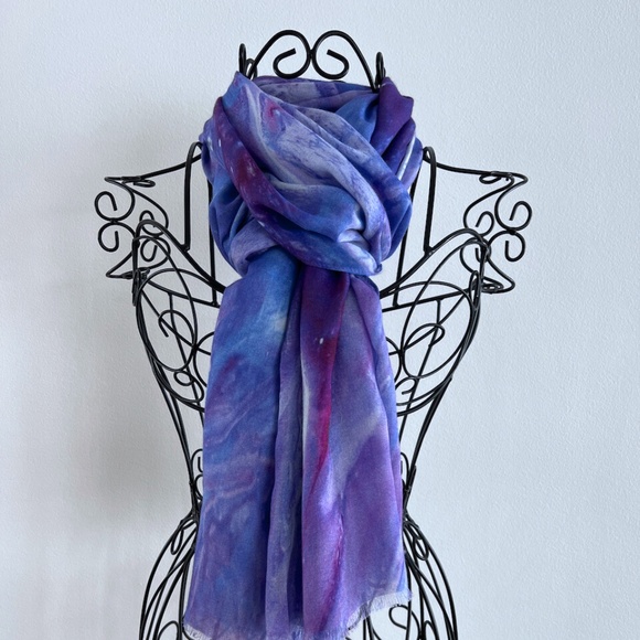 All Season Purple Silk Modal Artful Scarf Wrap - Picture 1 of 7